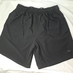 Men's Black Athletic Performance Shorts with Elastic Waist and Drawstring